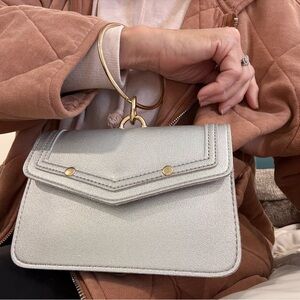 NWT Silver/Gold Faux Leather Mini Envelope Clutch/Crossbody Bag